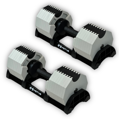 Motv8 White / No Decabell 5-80 Adjustable Dumbbells